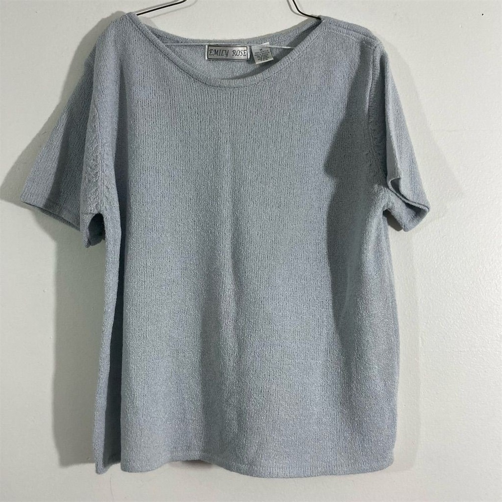 Emily Rose Women's Gray Short Sleeve Knit Pullover Sweater Size M